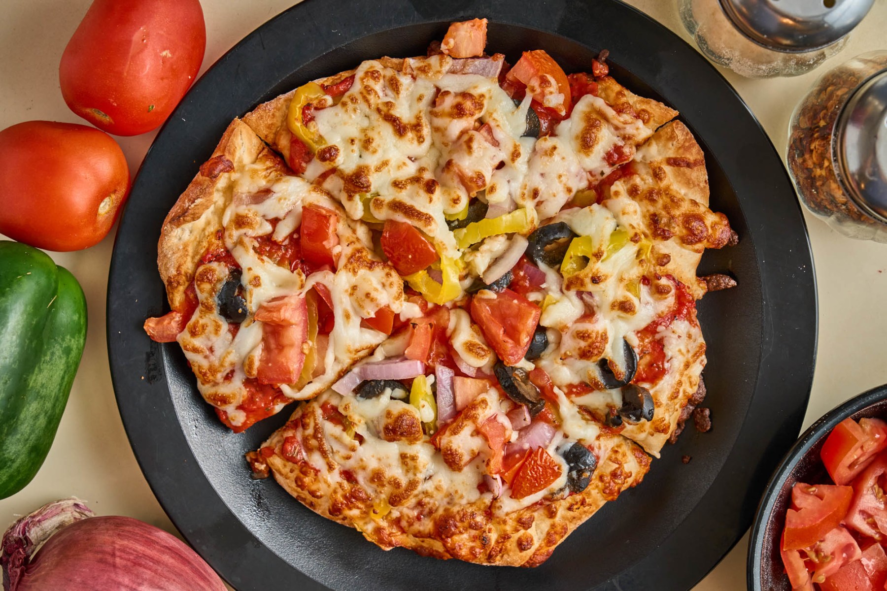 Hand-tossed Pasquale's signature pizza fresh from the oven